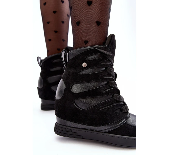 Kožené Boty Na Podpatku Černé model 21635445 - Boto Kožené Boty Na Podpatku Černé model 21635445 - Boto