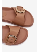 Dámské pantofle s zlatým sponou tmavě béžové Rosivana