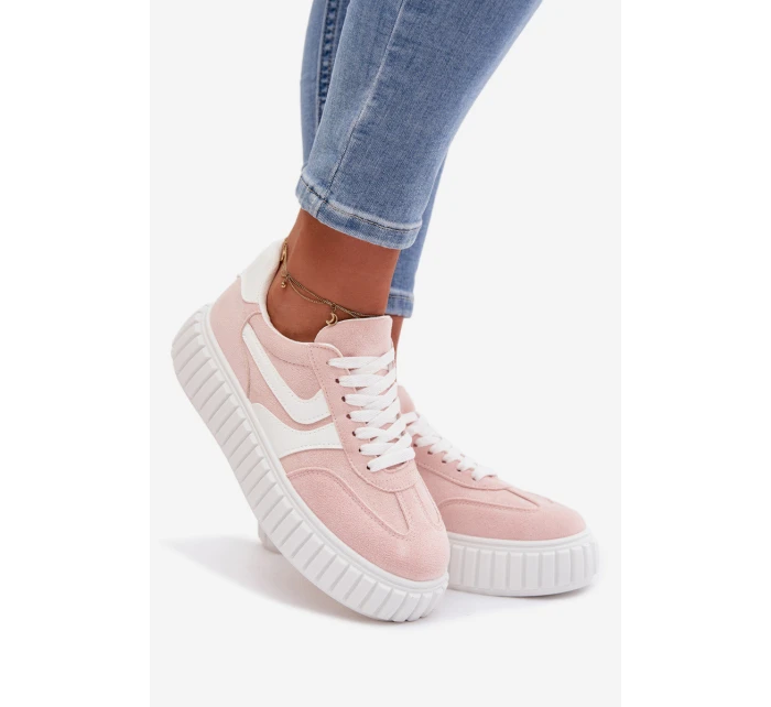 Dámské tenisky na platformě z eko semiše Růžové Cadrina