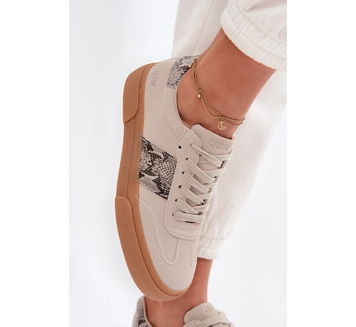 Dámské tenisky s vložkami z kůže Big Star šedé model 22040018 - Big Star Shoes