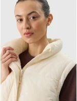 Dámská péřová vesta s výplní ze model 20437802 peří béžová - 4F Dámská péřová vesta s výplní ze model 20437802 peří béžová - 4F