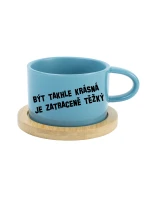 BÝT TAKHLE KRÁSNÁ JE ZATRACENÉ TEŽKÝ - modrý hrníček makronka 200 ml