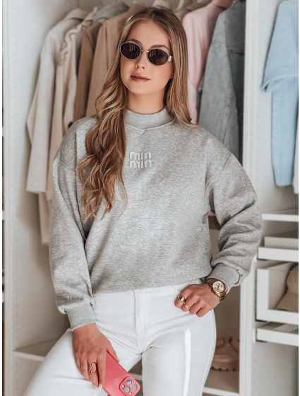 Dámská oversize mikina s nášivkou LOVASON šedá FashionStreet BY1419