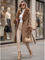Dámský kabát s odnímatelným kožešinovým límcem Fango FashionStreet TY6075 Dámský kabát s odnímatelným kožešinovým límcem Fango FashionStreet TY6075