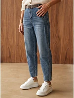 Dámské baggy džíny s páskem, modré, FashionStreet UY3193 Dámské baggy džíny s páskem, modré, FashionStreet UY3193