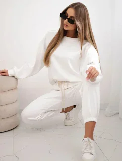 Komplet teplákové + kalhoty máslová látka bílý