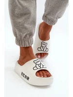 Dámské pěnové žabky na masivní podrážce s medvídkem bílé Lamira