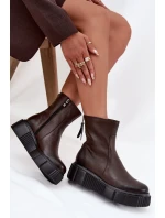 Zazoo 60369 Dámské kožené kotníčkové boty na platformě čokoládové Zazoo 60369 Dámské kožené kotníčkové boty na platformě čokoládové