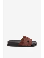 Dámské pantofle Eko semiš s pásky tmavě hnědé model 21918929 - Boto Dámské pantofle Eko semiš s pásky tmavě hnědé model 21918929 - Boto