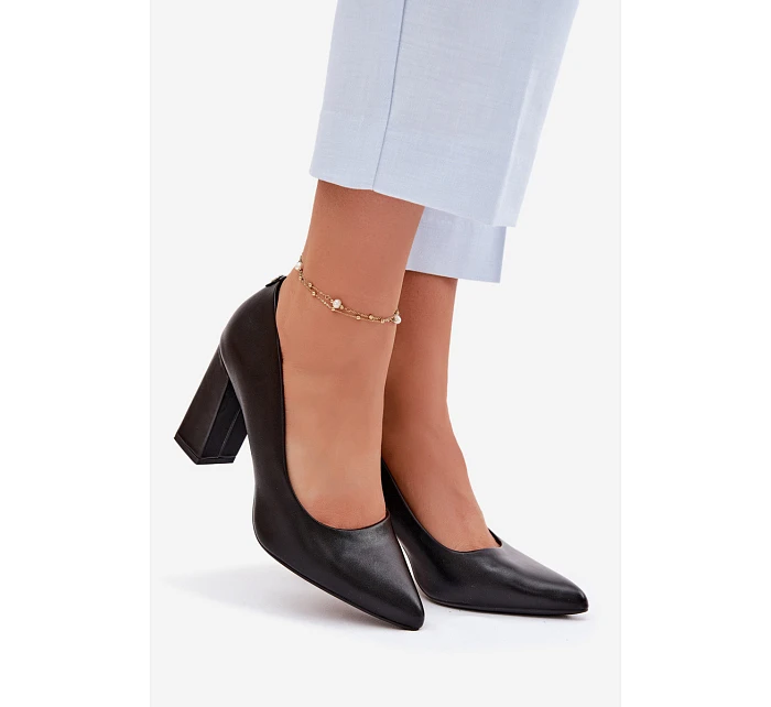 Lodičky na podpatku z eko kůže Sergio Leone PB216 Černé Lodičky na podpatku z eko kůže Sergio Leone PB216 Černé