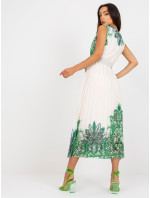 Zelené plisované midi šaty jedné velikosti s páskem