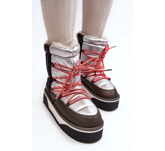 Dámské sněhule se silnou podrážkou, Vegan D.Franklin Stříbrný