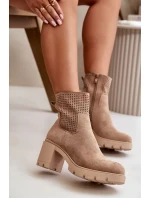 Dámské Kotníkové Boty Na Podpatku Na Zip Eko Semišové Béžové Rashmi Dámské Kotníkové Boty Na Podpatku Na Zip Eko Semišové Béžové Rashmi