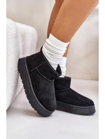 Nízké dámské sněhule na platformě zateplené kožíškem černé Saldren Nízké dámské sněhule na platformě zateplené kožíškem černé Saldren