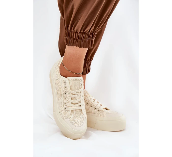 Dámské krajkové tenisky Big Star – béžové
