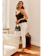 Dámské lakované lodičky na jehlovém podpatku s ozdobnými pásky Jelmia – černé Dámské lakované lodičky na jehlovém podpatku s ozdobnými pásky Jelmia – černé