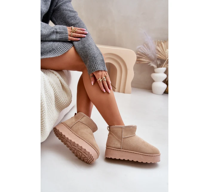 Dámské sněhové boty na platformě 20216-F Světle béžová - Xamella Dámské sněhové boty na platformě 20216-F Světle béžová - Xamella