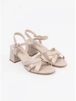 Trendy dámské hnědé  sandály na širokém podpatku