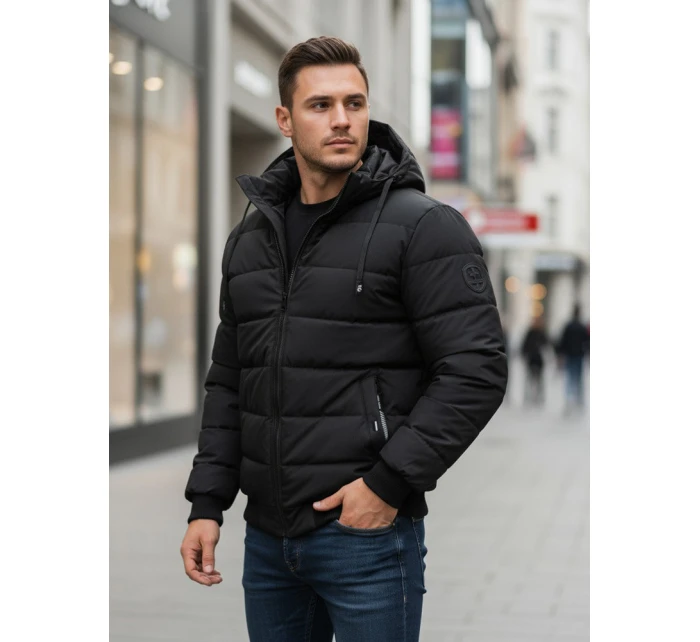 Pánská prošívaná zimní bunda s kapucí černá Dstreet TX5094