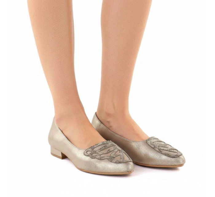 Dámské zlaté polobotky model 22015063 - M. Daszyński Dámské zlaté polobotky model 22015063 - M. Daszyński