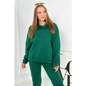 Izolovaná bavlněná souprava, mikina + kalhotami Brooklyn tmavě zelená