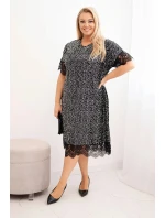 Dámské šaty Plus Size se a krajkovým černý + stříbrný model 21486186 - K-Fashion