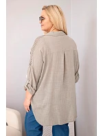 Dámská bavlněná košile Plus Size s límečkem a krajkovou vsadkou fango Dámská bavlněná košile Plus Size s límečkem a krajkovou vsadkou fango