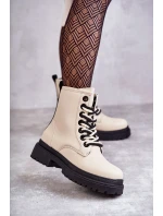 Dámské kožené boty Workers Světle béžové Denila