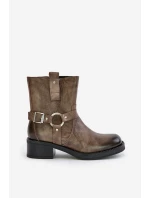 Zazoo 60480 Kožené Boty Na Nízkém Podpatku Zateplené Hnědošedé Zazoo 60480 Kožené Boty Na Nízkém Podpatku Zateplené Hnědošedé