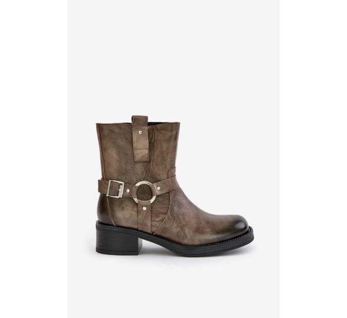 Zazoo 60480 Kožené Boty Na Nízkém Podpatku Zateplené Hnědošedé Zazoo 60480 Kožené Boty Na Nízkém Podpatku Zateplené Hnědošedé