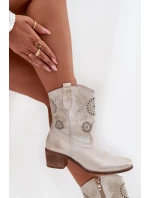 semišové kožené dámské boty s na podpatku zlaté model 21713178 - Zazoo semišové kožené dámské boty s na podpatku zlaté model 21713178 - Zazoo