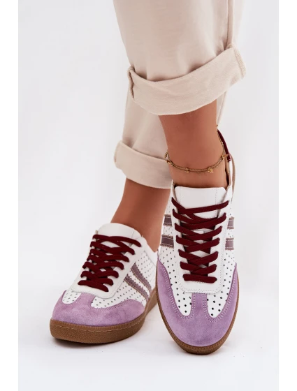 Kožené síťované dámské tenisky Zazoo N1318 bílo-fialové