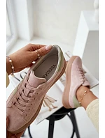 Dámské tenisky z přírodního semiše na platformě model 22069636 růžové - VINCEZA