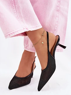 Síťové Sandály na Tenko Podpatku Černé Calora