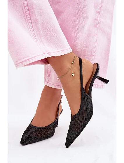 Síťové Sandály na Tenko Podpatku Černé Calora Síťové Sandály na Tenko Podpatku Černé Calora