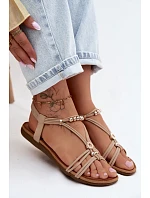 Dámské ploché sandály s pásky Béžové Zelda