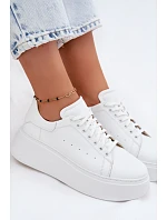 Kožené dámské tenisky na platformě Zazoo N408S2 bílé