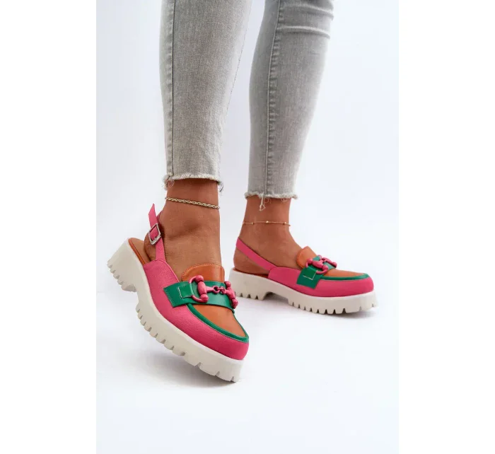 Dámské sandály na plochém podpatku s ozdobou oranžová D&A Dámské sandály na plochém podpatku s ozdobou oranžová D&A