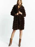 Dámský kabát prošívaný COT0590-017 Tmavě hnědý - Monnari