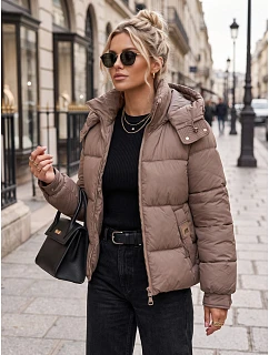 Kurtka damska zimowa pikowana z kapturem beżowa model 22361785 - FashionStreet
