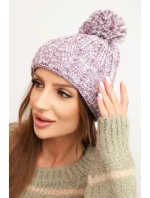 Dámská zimní čepice s bambulí z vlny model 21725326 fialová - K-Fashion Dámská zimní čepice s bambulí z vlny model 21725326 fialová - K-Fashion