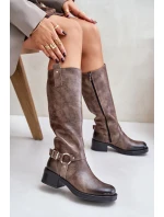 Zazoo 70141 Kožené dámské kozačky nad kolena hnědé Zazoo 70141 Kožené dámské kozačky nad kolena hnědé