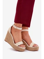 Dámské Sandály Na Klínu S Pletením Béžové model 21687930 - Boto