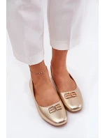 Elegantní Dámské Baletky S Dekorací model 21690098 Zlaté - VINCEZA Elegantní Dámské Baletky S Dekorací model 21690098 Zlaté - VINCEZA
