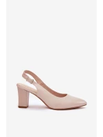 Pohodlné lodičky na podpatku model 21692903 Béžové - SERGIO LEONE