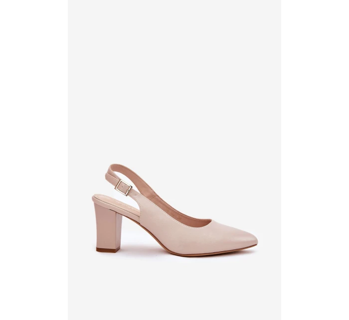 Pohodlné lodičky na podpatku model 21692903 Béžové - SERGIO LEONE