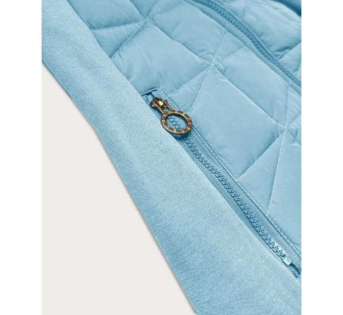 Světle modrá rozepínací dámská mikina z různých spojených materiálů LHD (AMG-165)