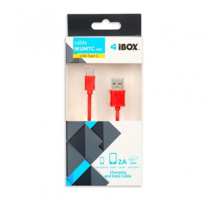 Kabel IBOX IKUMTCR (USB 2.0 typ A - USB typ C ; 1m; barva červená)