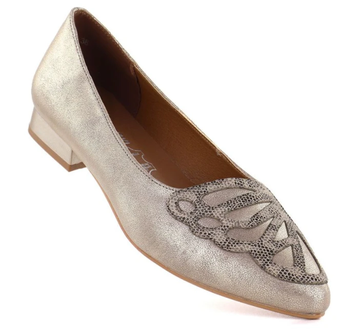 Dámské zlaté polobotky model 22015063 - M. Daszyński Dámské zlaté polobotky model 22015063 - M. Daszyński