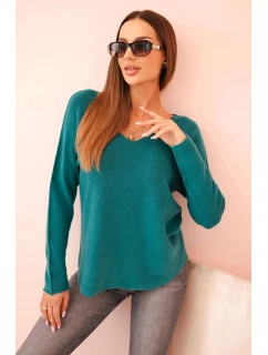 Svetr dámský s viskózou s výstřihem do V světle model 21310154 - K-Fashion